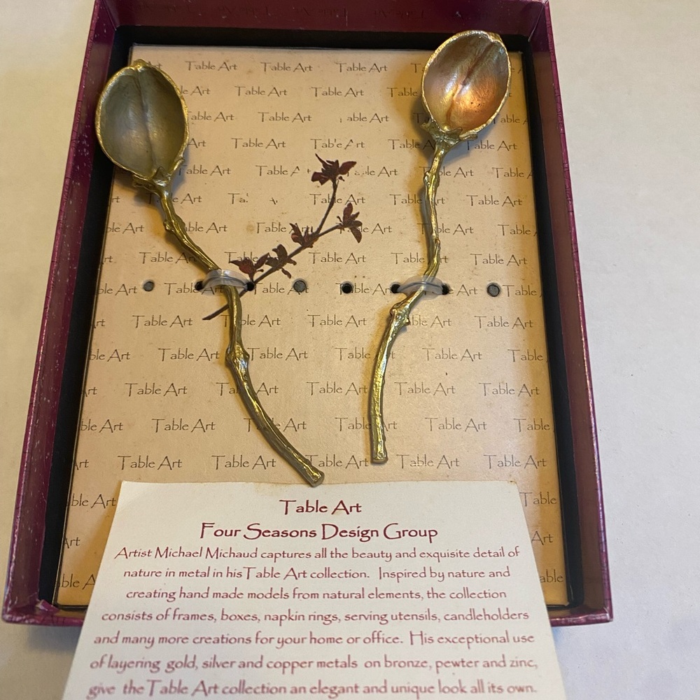 Original New Handmade Bronze Condiment Seed Pod Spoons by Artist Michael Michaud